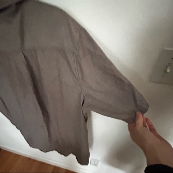 Men’s CARHARTT XL brown grey button up collared shirt linen feel relaxed fit - Picture 5 of 11